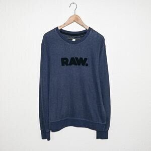 G-Star RAW XL Hodin Sweater navy blue terry cotton Crewneck